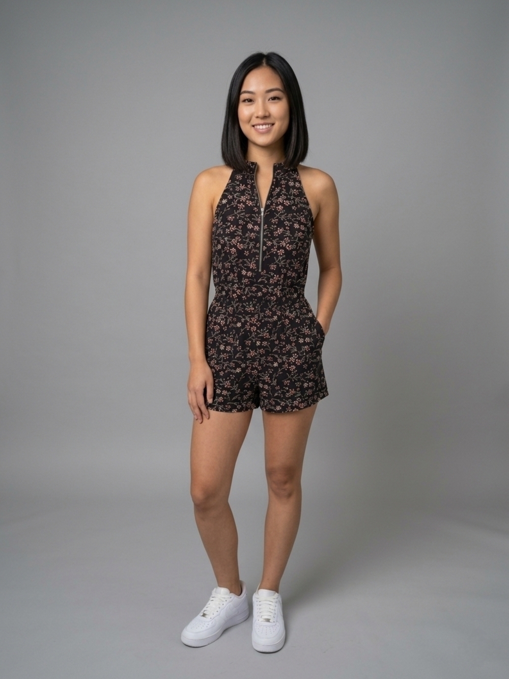 ⭐2 FOR $20⭐Lily Morgan Floral Halter Neck Zip Romper S Boho Summer Festival